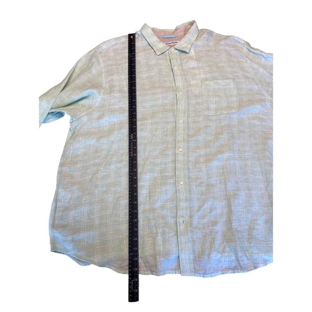 Men's Tommy Bahama Ventana Plaid Button Up Shirt Spring Lime 100% Linen 3XLB New - Picture 5 of 13